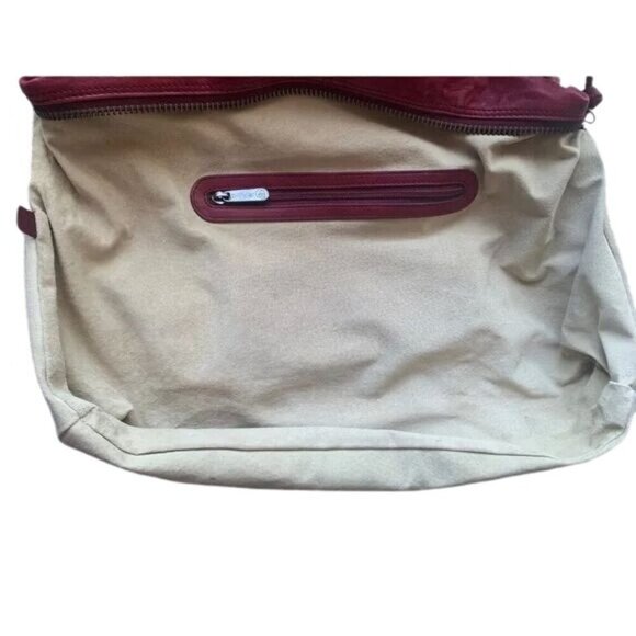 Botkier Bianca Red Italian Distressed Leather Satchel Weekender Duffle - Picture 7 of 14